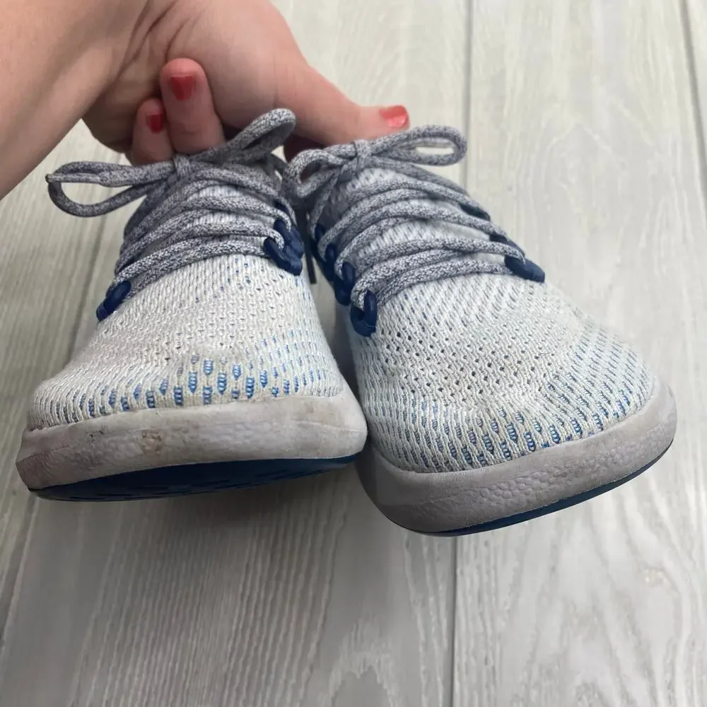 Allbirds Women's White & Blue Tree Dasher Lace Up Sneakers Size 8